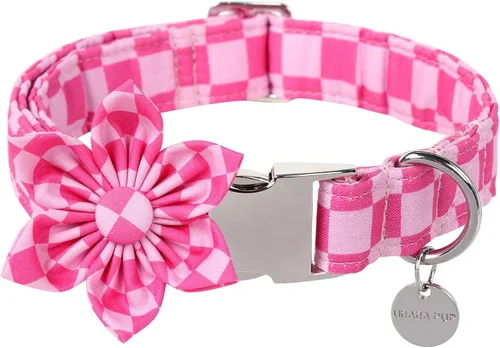 Miniatura 27 de Collar para perro con pajarita, Collar de algodón con pajarita para cachorro, Collar para perro azul para niña o niño con hebilla de metal duradera