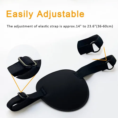 Miniatura 3 de Parches para ojos de pirata, paquete de 2 parches ajustables para ojos perezosos para adultos y niños, color negro