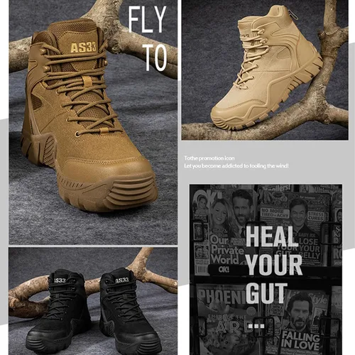 Miniatura 2 de Kervaky Botas tácticas militares para hombre, botas de trabajo, botas de desierto, botas duraderas, botas de senderismo, botas de combate, botas