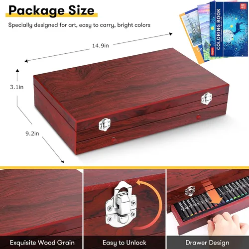 Miniatura 5 de iBayam Suministros de arte, paquete de 150 piezas de arte de madera de lujo, kit de pintura para manualidades con 2 blocs de bocetos, 1 libro