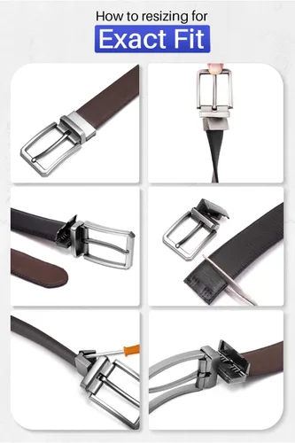 Miniatura 3 de Mens Casual Leather Belts - Reversible Belts For Men - Dual Side Adjustable buckle Dress Pants Mens Belts