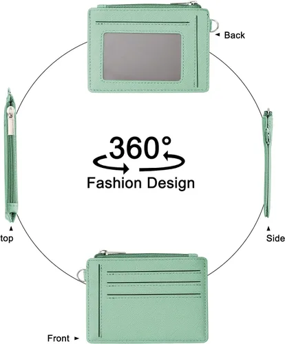 Miniatura 5 de Toughergun Tarjetero delgado para mujer con bloqueo RFID, cartera pequeña con bolsillo frontal para tarjetas de identificación con ventana