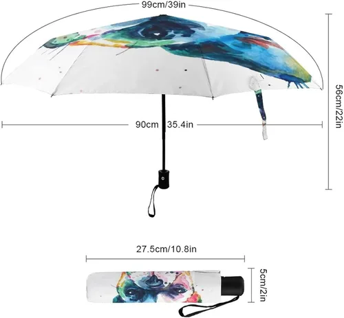 Miniatura 2 de Head Frenchie French Bulldog Original Dog Wildlife Rainbow Funny Puppy Companion 8 varillas, paraguas de viaje, resistente al viento, paraguas
