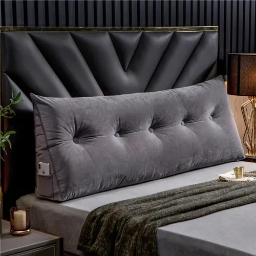 Miniatura 9 de Almohada triangular grande para cabecero beige con cuña para cama, almohada de lectura, respaldo de posicionamiento, cojín con funda extraíble