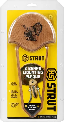 Miniatura 4 de Hunters Specialties Placa de montaje de trofeo H.S. Strut de tres barbas fácil de montar con acabado de roble natural, color marrón y Skull Hooker