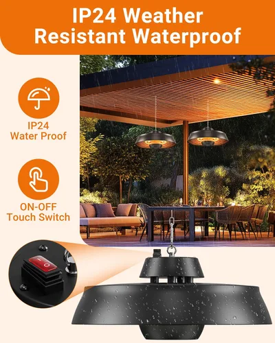 Miniatura 6 de Pasapair Calentador de Patio - Calentador Colgante para Exteriores de 1500W, Calentamiento Rápido de 3S con Control Remoto - Altura Ajustable