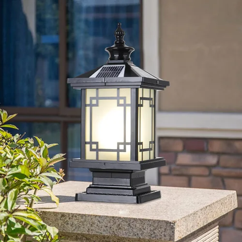 Miniatura 7 de Luz LED Solar para Poste Exterior, Lámpara de Tapa de Poste de Cerca de Aluminio con Control Remoto Regulable, Luces de Pilar Solar IP65 Negro