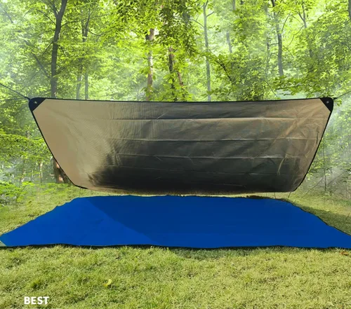 Miniatura 5 de Manta de supervivencia resistente, manta térmica de lona reflectante multifuncional, 60 x 83 pulgadas, impermeable, a prueba de arena, para camping