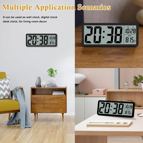 Miniatura 6 de Reloj de Pared LCD Digital Fácil de Configurar, Pantalla LCD de 8.5 Pulgadas con Pantalla de Hora/Fecha/Temperatura, Reloj de Escritorio Digital