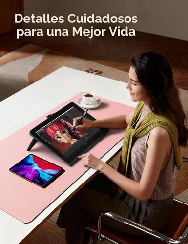 Miniatura 3 de YSAGi Protector de escritorio de cuero, tapete de oficina, alfombrilla grande para mouse, secante de cuero PU antideslizante, almohadilla para Rosa