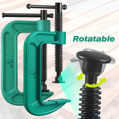 Miniatura 3 de Juego de 4 abrazaderas C de 3 pulgadas, abrazaderas en G resistentes para automóviles y madera con apertura de mandíbula deslizante para carpintería