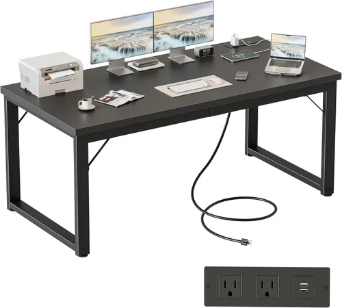 Miniatura 32 de Mericonia Escritorio para computadora de 40 pulgadas, escritorio ejecutivo moderno y grueso, mesa de escritura simple resistente para el hogar, roble