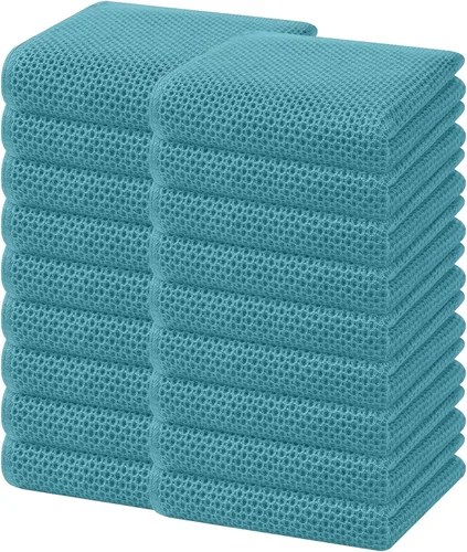 Miniatura 266 de Homaxy Paños de cocina de 100% algodón con tejido de gofre, ultra suaves, absorbentes, de secado rápido, 12 x 12 pulgadas, paquete de 6, amarillo