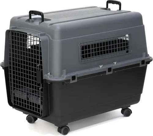 Miniatura 2 de SportPet - Jaula de viaje para perros con puerta de alambre aprobada por aerolíneas, de plástico duradero con ruedas extraíbles, plegable, cuencos