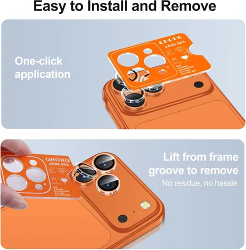 Miniatura 7 de QHOHQ Juego de 3 protectores de lente de cámara para iPhone 17 Pro Max/17 Pro/16 Pro Max/16 Pro/15 Pro Max/15 Pro, protector de lente individual 3