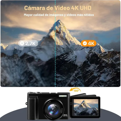 Miniatura 2 de 4K Digital Camera for Photography Auto-Focus Vlogging Camera for YouTube Video with 3'' 180° Flip Screen 16X Anti-Shake 4K Camera Compact Cameras