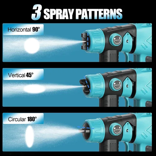 Miniatura 8 de Pulverizador de pintura inalámbrico para batería de 20V de Makita, pistola de pintura manual con 3 patrones de pulverización y 4 boquillas, ideal