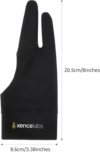 Miniatura 5 de XENCELABS Guante de dibujo, transpirable, para tableta de dibujo, dos dedos para mano izquierda y derecha, color negro, talla M