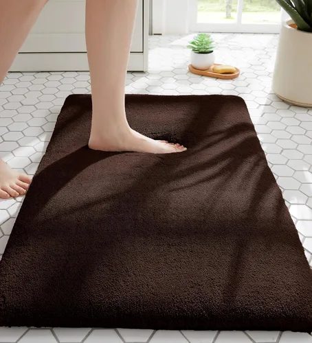Miniatura 27 de MINIDEAR - Alfombras de baño 24x17 beige - Tapete de baño de espuma elástica gruesa, ultra suave y pachona, antideslizante, de secado rápido