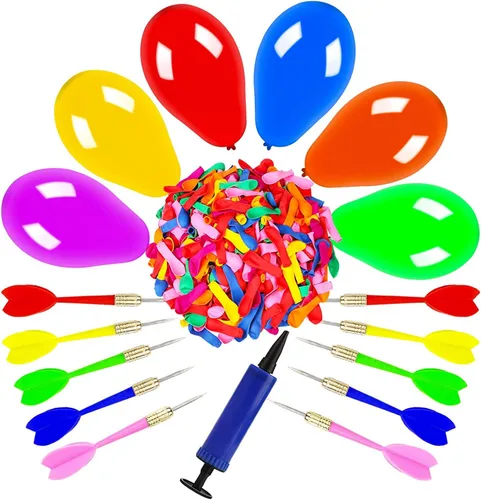 OOTSR El juego de globos de dardos incluye 500 globos y 10 dardos más bomba, emocionante juego al aire libre para adultos, el mejor carnaval, fiesta