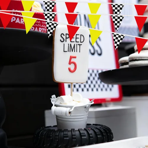 Miniatura 4 de Banderines a cuadros rojos, amarillos, negros y blancos, banderines de cadena para carreras de autos de carreras, triángulos, banderas para fiestas