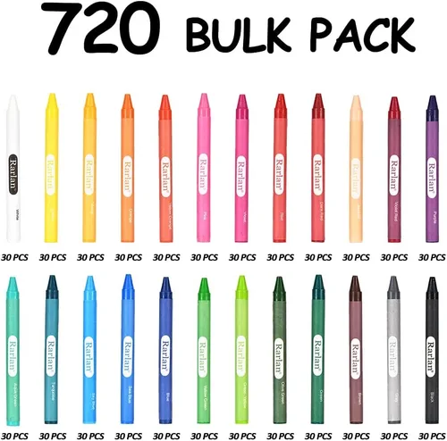 Miniatura 4 de Rarlan Crayones a granel, 30 paquetes de crayones con 24 colores surtidos, 720 crayones