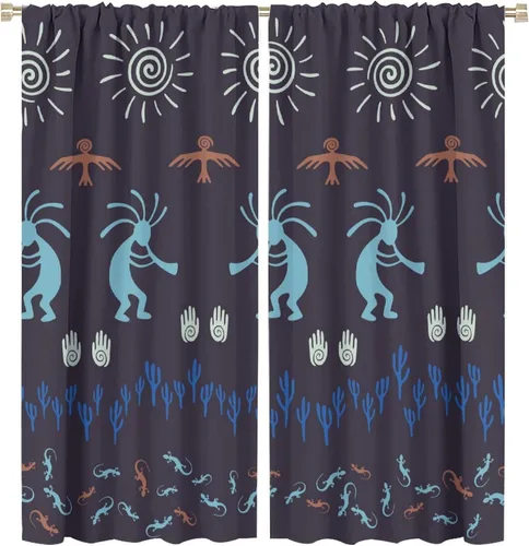 Miniatura 18 de Kokopelli - Cortinas opacas para cocina, decoración de sala de estar, dormitorio, 21 x 45 pulgadas, 2 paneles