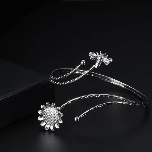 Miniatura 4 de Sanfenly 6 piezas de brazalete de brazo superior de serpiente, brazalete abierto ajustable para mujer