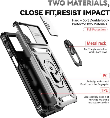 Miniatura 3 de Funda compatible con Redmi Note 10 Pro 4G, compatible con Xiaomi Redmi Note 10 Pro 4G, funda 2 en 1 con soporte estable con cubierta deslizante