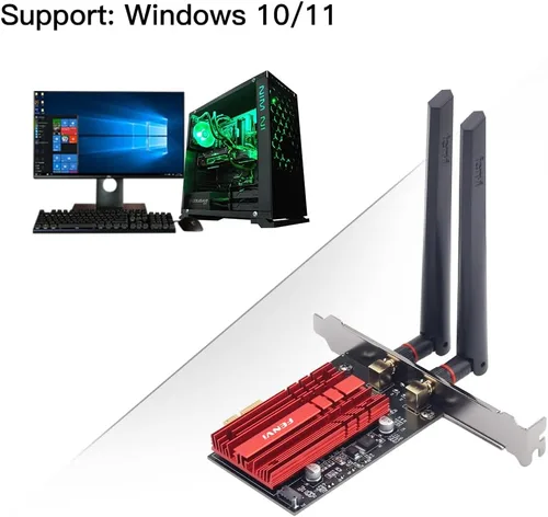 Miniatura 5 de WiFi 6E AX210 PCI-E Tarjeta de red WiFi BT5.3 160MHz Tri-Band expande WiFi a 6GHz/5GHz/2.4GHz 5400Mbps Gigabit AX210ngw PC de escritorio PCIe