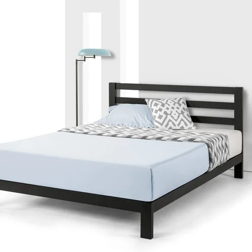 Miniatura 13 de Mellow Base de cama de metal resistente de 10 pulgadas, soporte de listones de madera, base de colchón (no necesita somier), matrimonial, color negro