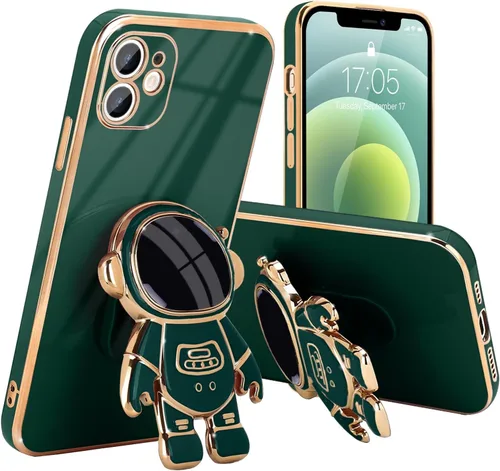 Miniatura 20 de Pepmune Funda compatible con iPhone 12 Bonita Diseño de Soporte de Astronauta en 3D Protección de Cámara A Prueba de Golpes Cubierta Trasera Suave