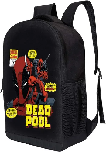 Miniatura 2 de Marvel Mochila clásica para piscina muerta, color negro, bolsa acolchada de malla de aire de 18 pulgadas, Portada del cómic de Deadpool, Computadora