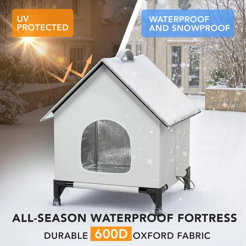 Miniatura 6 de Casa para gatos para exteriores e interiores, aislada y resistente a la intemperie, refugio plegable para gatos, fácil de armar, refugio
