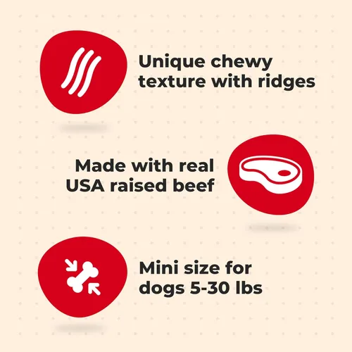 Miniatura 2 de Milk-Bone Mini Comfort Chews, golosinas para perros sin piel cruda con textura masticable única y carne de res real, 6 mini golosinas (paquete de 5)