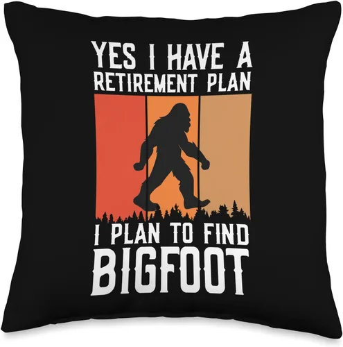 I Plan To Find Bigfoot, My Retirement Plan Yeti Yes I Have a Retirement, Plan to Find Bigfoot Yeti Throw Pillow, 16 x 16 pulgadas, multicolor