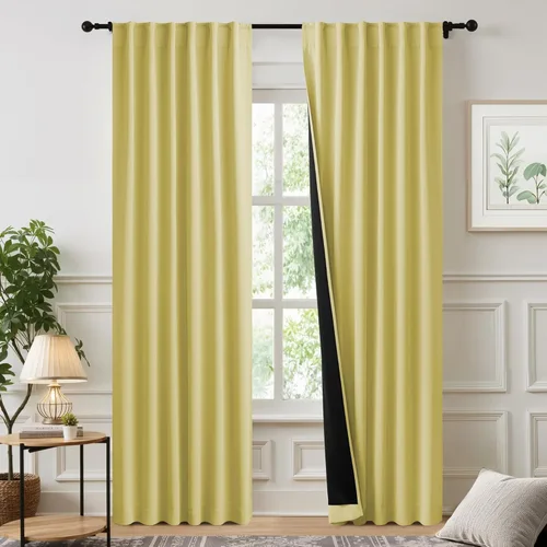 Miniatura 41 de NICETOWN Paneles de cortinas totalmente opacas para dormitorio que reducen el frío, cubiertas de ventana súper gruesas aisladas, cortinas Biscotti