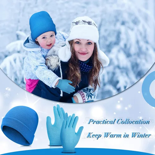 Miniatura 5 de Handepo Juego de 30 gorros y guantes de invierno para niños, gorro de punto a granel, guantes de punto, unisex, para clima frío, para regalo