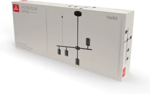 Miniatura 9 de GLOBE Electric 64000048 Iluminación de riel de altura ajustable de 4 luces, negro mate, pantallas pivotantes, iluminación para cocina, baño