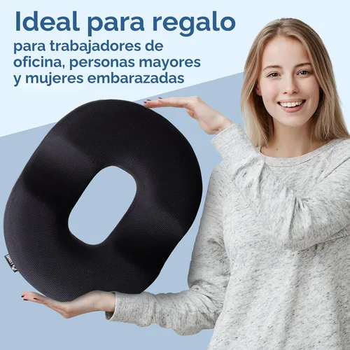 Miniatura 8 de 5 STARS UNITED Almohada de dona para dolor de coxis y hemorroides – Cojín grande de espuma viscoelástica con capa de gel de enfriamiento para zonas