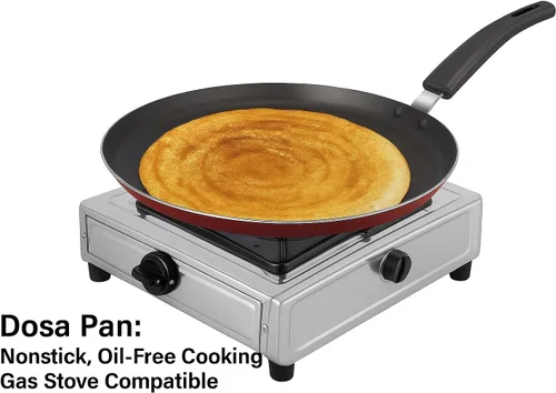 Miniatura 3 de Sartén Dosa multiusos – Tawa antiadherente para dosa, crepes, panqueques, chapati, roti y tortilla, ligera (10.827 in) de grosor, 0.102 in, diámetro