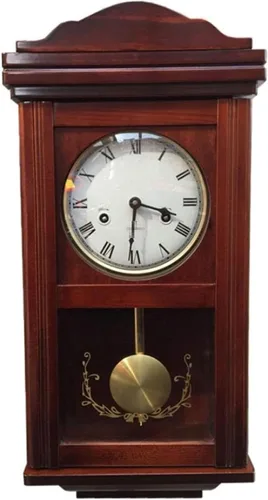 Reloj de abuelo retro europeo, campanilla mecánica de pared con péndulo, números romanos vintage, decoración de madera maciza para sala de estar,