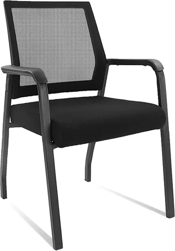 Miniatura 13 de KLASIKA Silla de escritorio sin ruedas, sillón con soporte lumbar ergonómico y cojín de asiento grueso, sillas de sala de espera para oficina