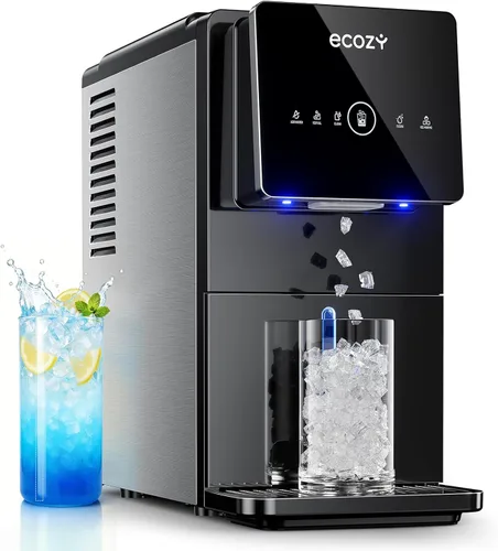 Miniatura 8 de Ecozy Encimera de máquina de hielo, máquina de hielo portátil con asa de transporte, 12 kg en 24 horas, 9 cubos de hielo listos en 6 minutos, Negro