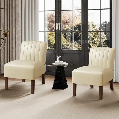 Miniatura 10 de VIRRMO Sillas de Acento sin Brazos para Sala de Estar, Silla Slipper Moderna Sillas de Sala de Estar con Patas de Madera Sólida, Silla de Tocador
