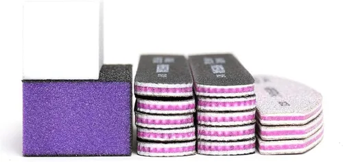 Miniatura 9 de 15 limas de uñas y pulidor con caja de almacenamiento, kit profesional de manicura y pedicura, bloque de tampón blanco, reutilizable, lima de uñas