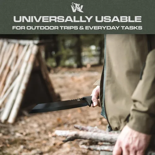 Miniatura 7 de ODENWOLF W Machete – Machete de supervivencia de espiga completa con funda – Cuchillo machete fuerte de acero D2 para cortar árboles, para trabajo