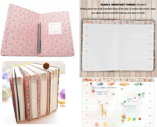 Miniatura 2 de Diario florido, agenda y organizador de horarios (verde tropical, A7 (5 pulgadas)