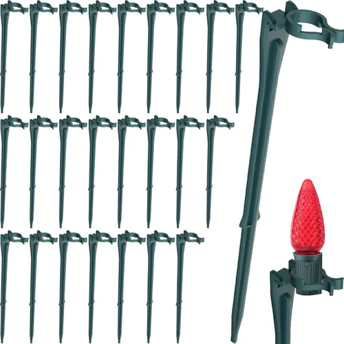 Estacas de Luces Navideñas de 10 Pulgadas Universales para Patio y Césped, Estacas de Luces Navideñas C7 C9, Estacas de Tierra para Soportes de Verde