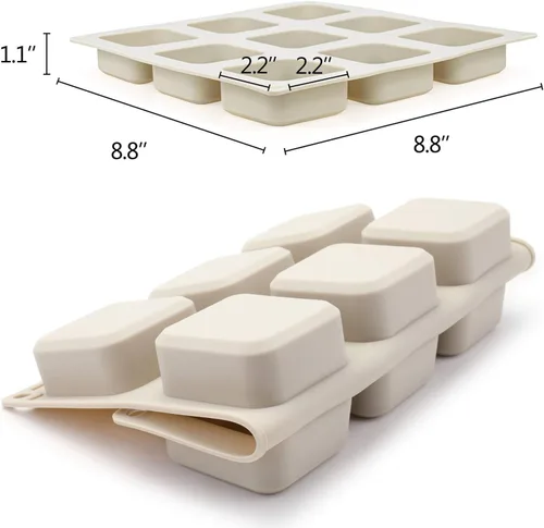Miniatura 6 de Hedume Paquete de 4 moldes de silicona para jabón, 9 cavidades, molde de jabón cuadrado hecho a mano para hacer jabón, pudín, magdalenas, pan